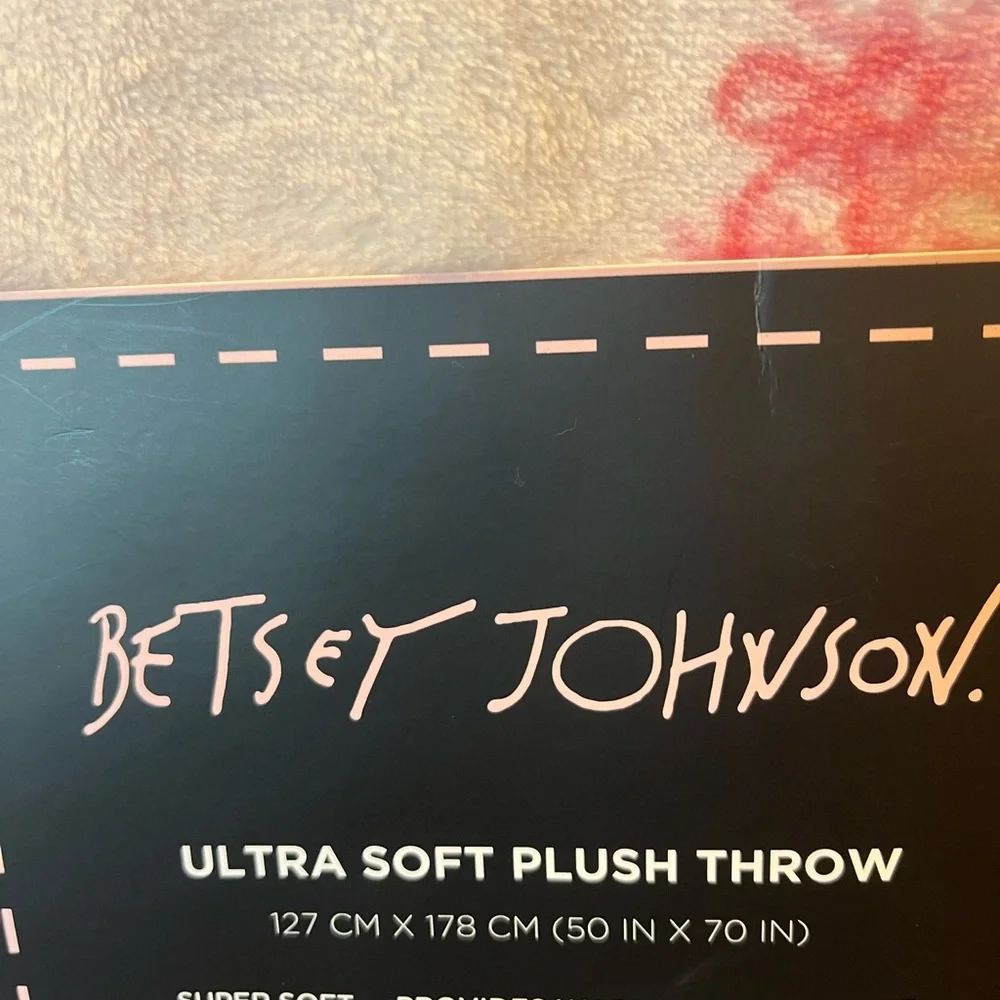 Betsey Johnson Pink and Cream Christmas Tree Plush Blanket Throw